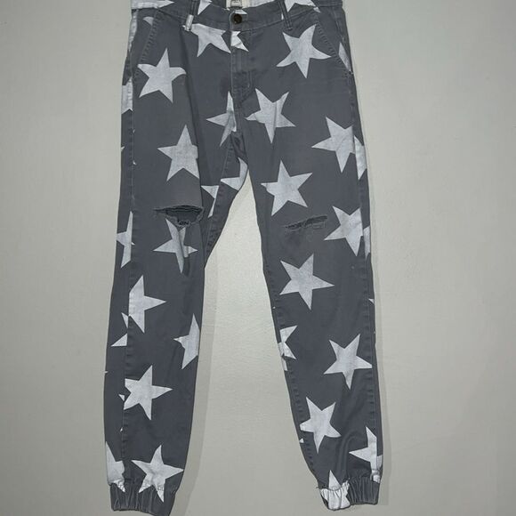 Heft size 32 men’s star pattern distressed joggers - Picture 3 of 8